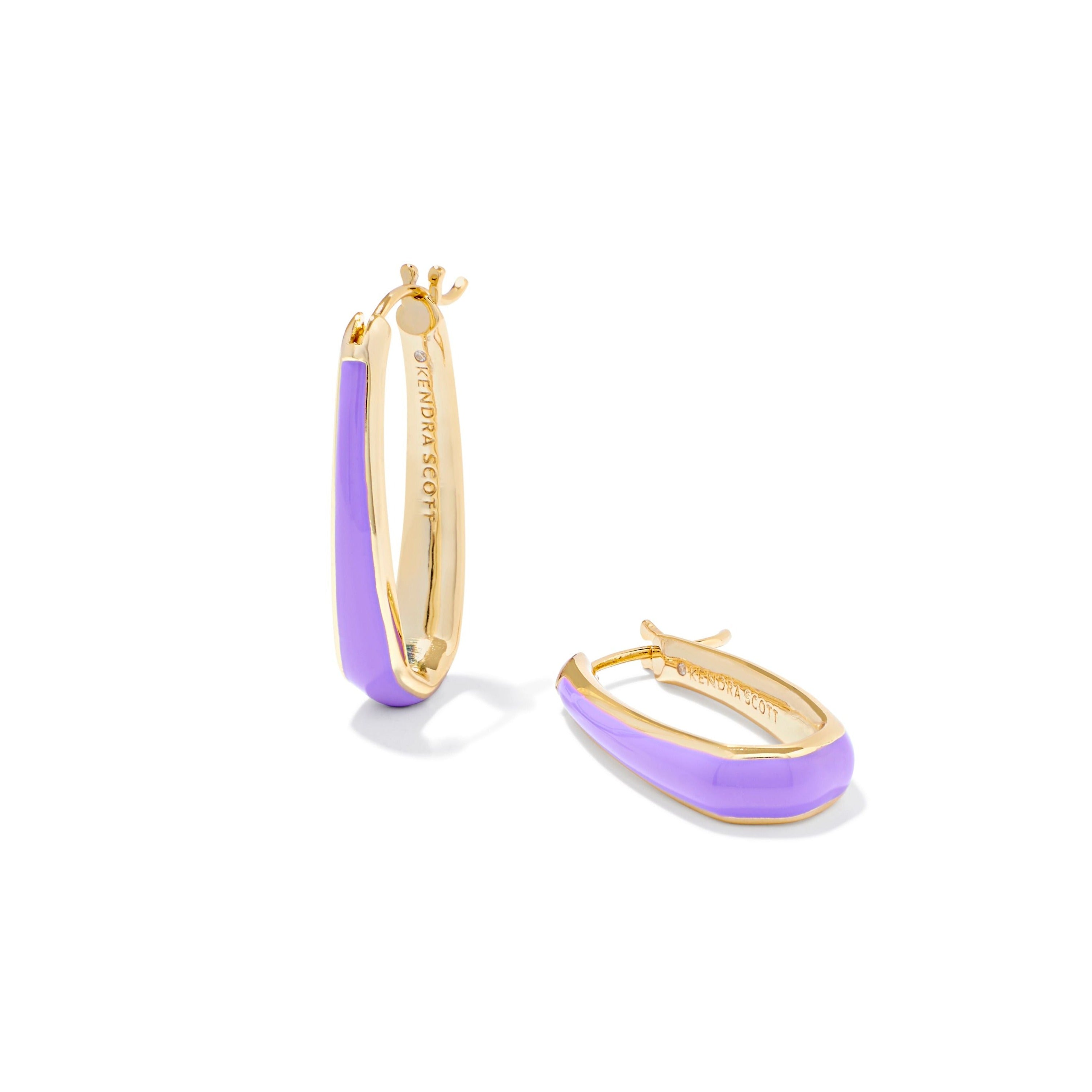Kendra Scott | Kelsey Gold Hoop Earrings in Purple Enamel