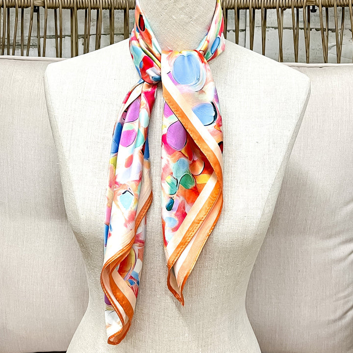 Colorburst Bloom Abstract Floral Silk Feel Square Scarf in Multicolor