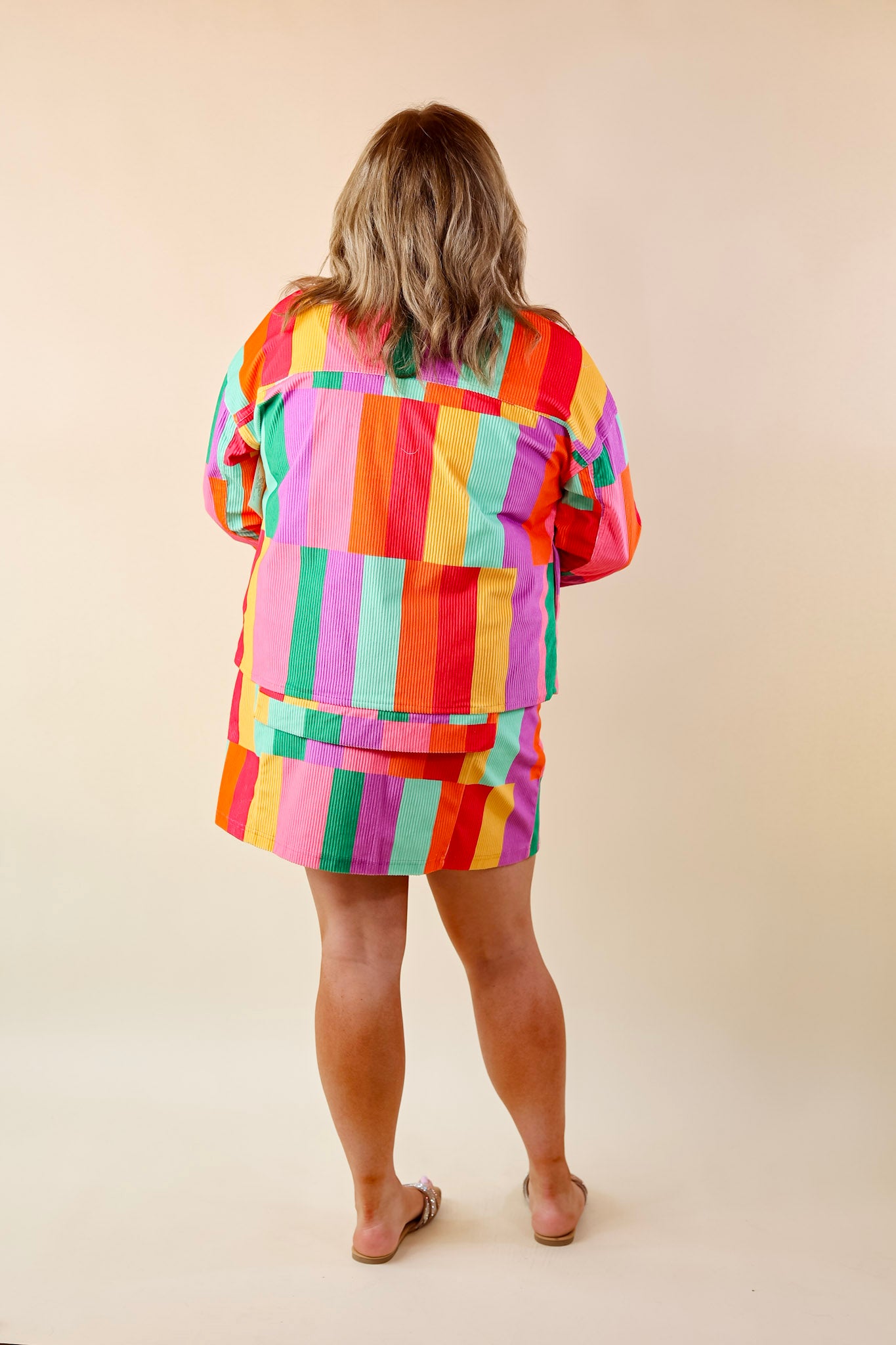 Play It Cool Corduroy Color Block Mini Skirt in Multi - Giddy Up Glamour Boutique