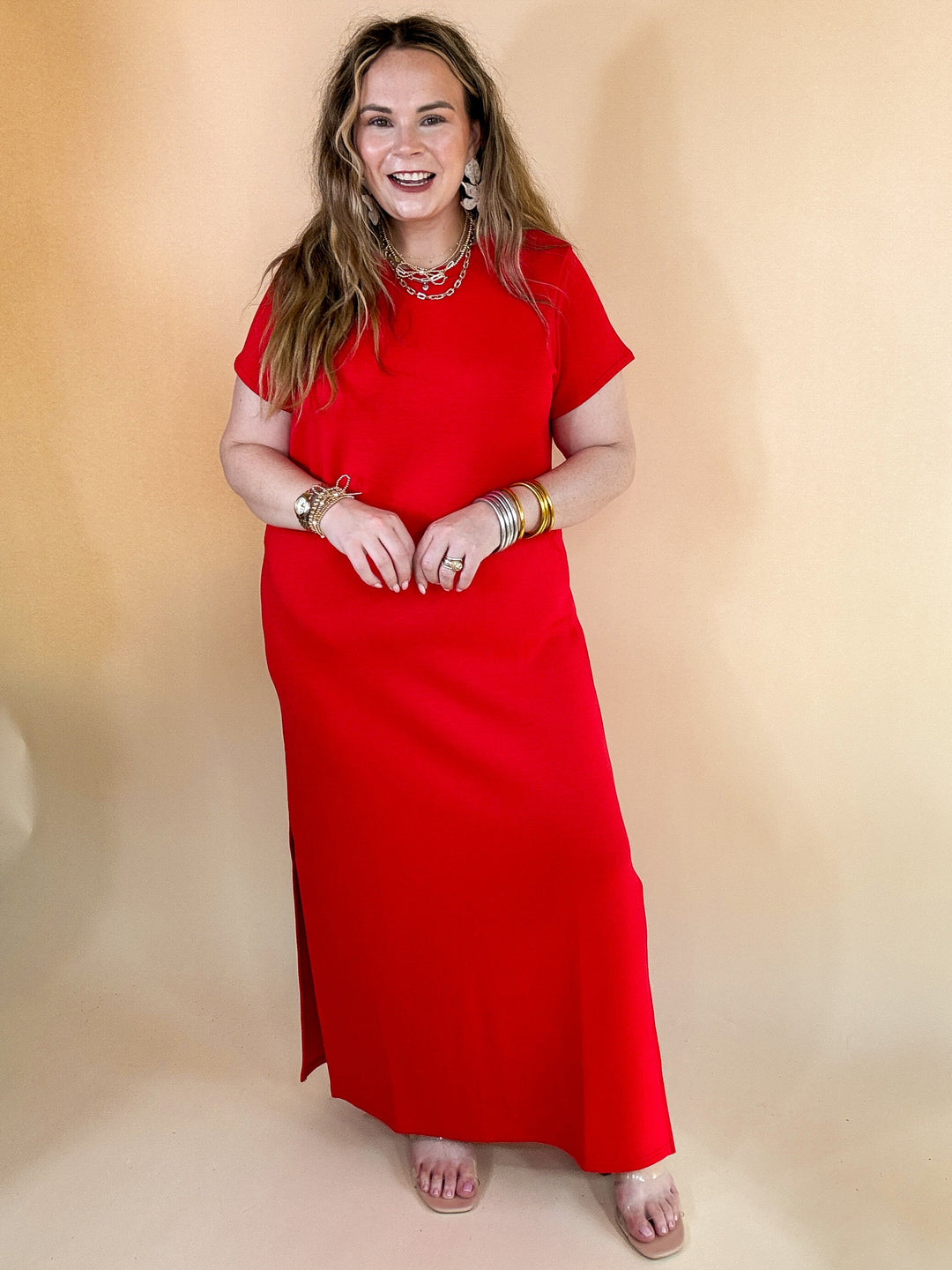 SPANX | AirEssentials Maxi T-Shirt Dress in Spanx Red Giddy Up Glamour Boutique SPANX | AirEssentials Maxi T-Shirt Dress in Spanx Red Giddy Up Glamour Boutique