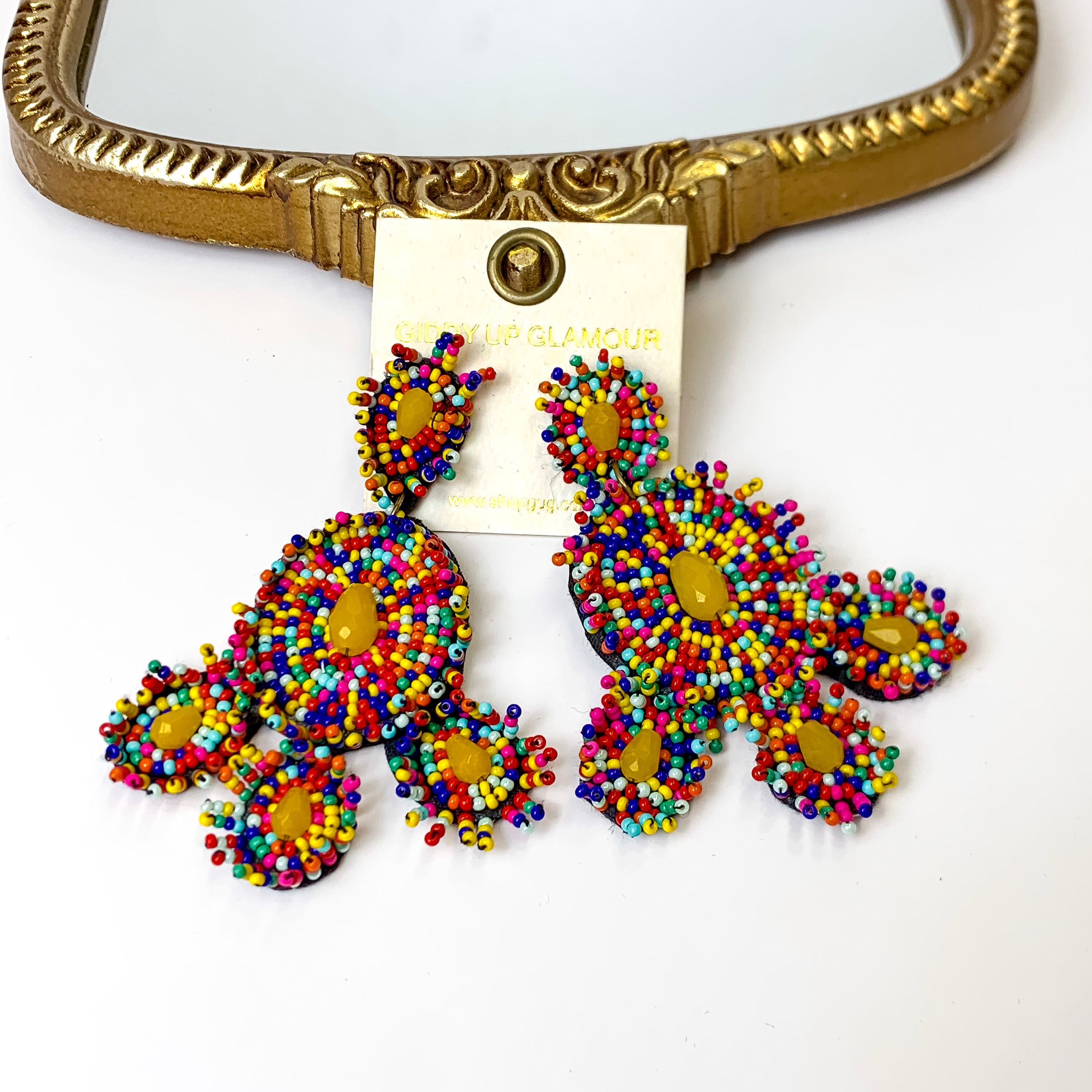 Circular Beaded Statement Earrings in Multi - Giddy Up Glamour Boutique