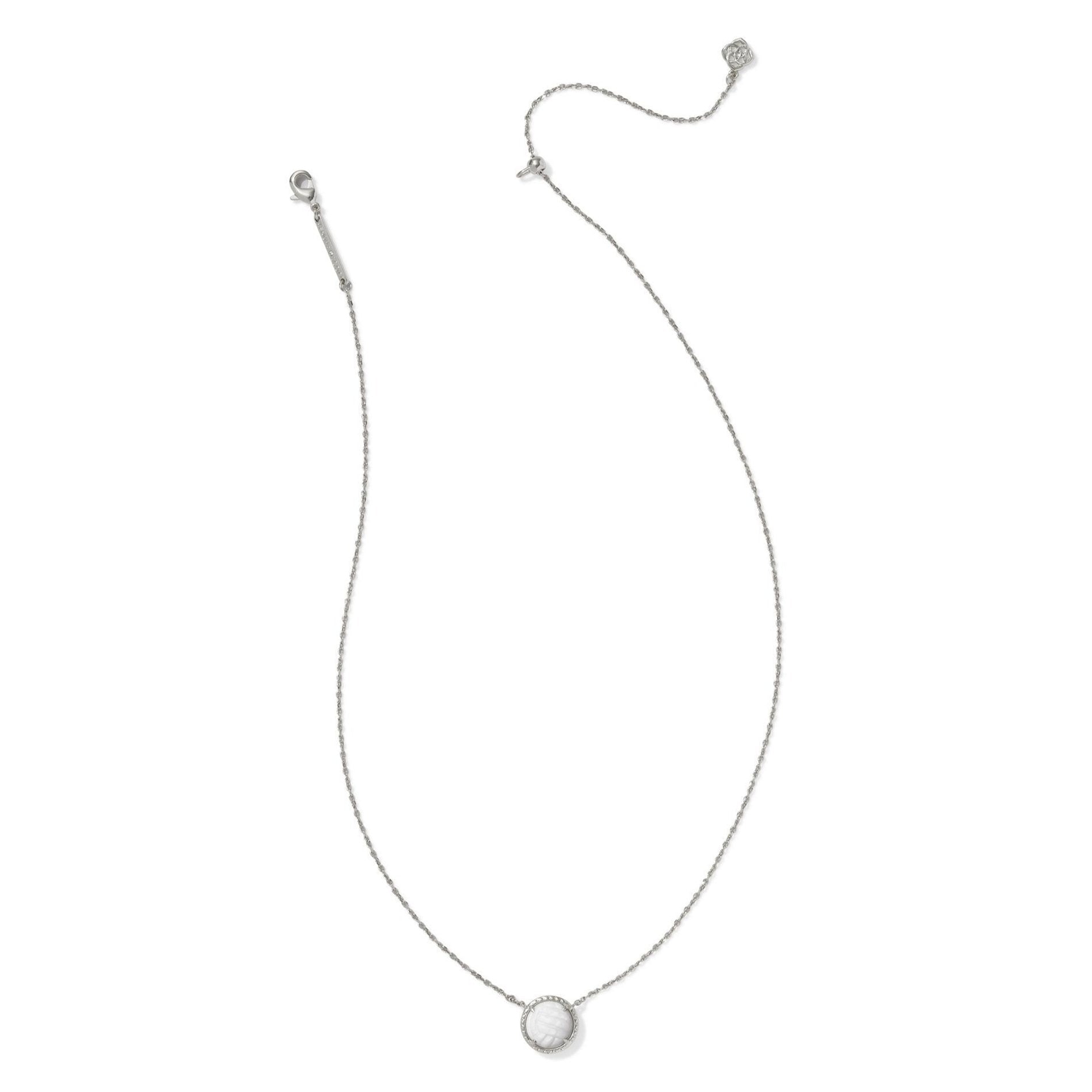 Kendra Scott | Volleyball Silver Short Pendant Necklace in White Mother-of-Pearl