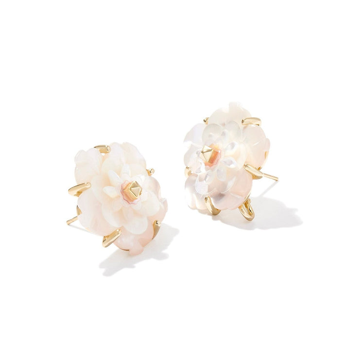 Kendra Scott | Deliah Gold Statement Earrings in Iridescent White Mix - Giddy Up Glamour Boutique