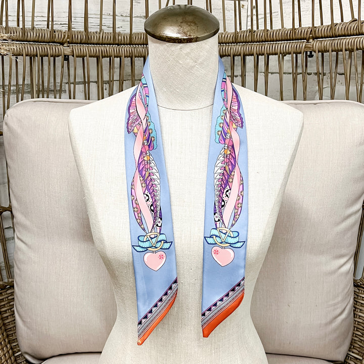 Heart to Style Twilly Scarf in Blue and Pink