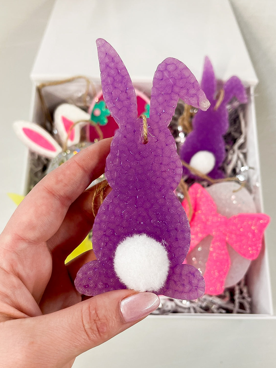 Purple Easter Bunny Butts with Fluffy Tail Car Freshie in Various Scents