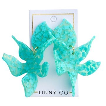 Linny Co | Flora Drop Earrings in Aquamarine