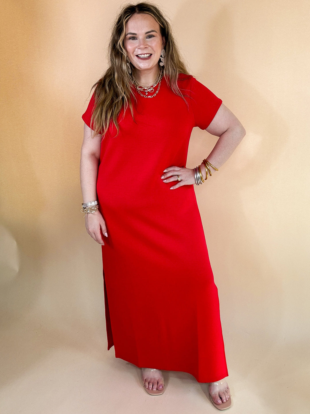 SPANX | AirEssentials Maxi T-Shirt Dress in Spanx Red