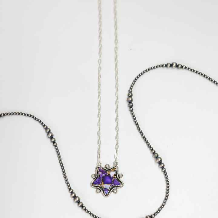 HaDa Collection | Handmade Sterling Silver & Violet Rose Purple Star Necklace