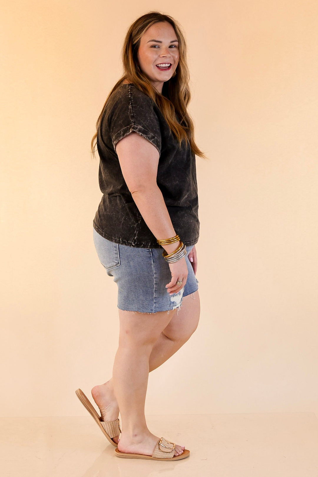 Judy Blue | Rough Around the Edges Denim Shorts in Stone Wash