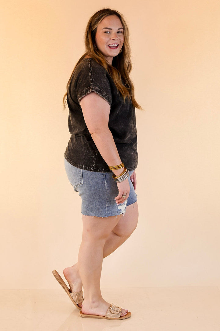 Judy Blue | Rough Around the Edges Denim Shorts in Stone Wash