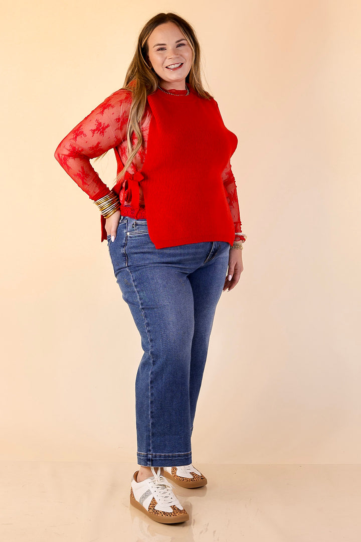 Tied and True Knit Sweater with Side Ties in Red