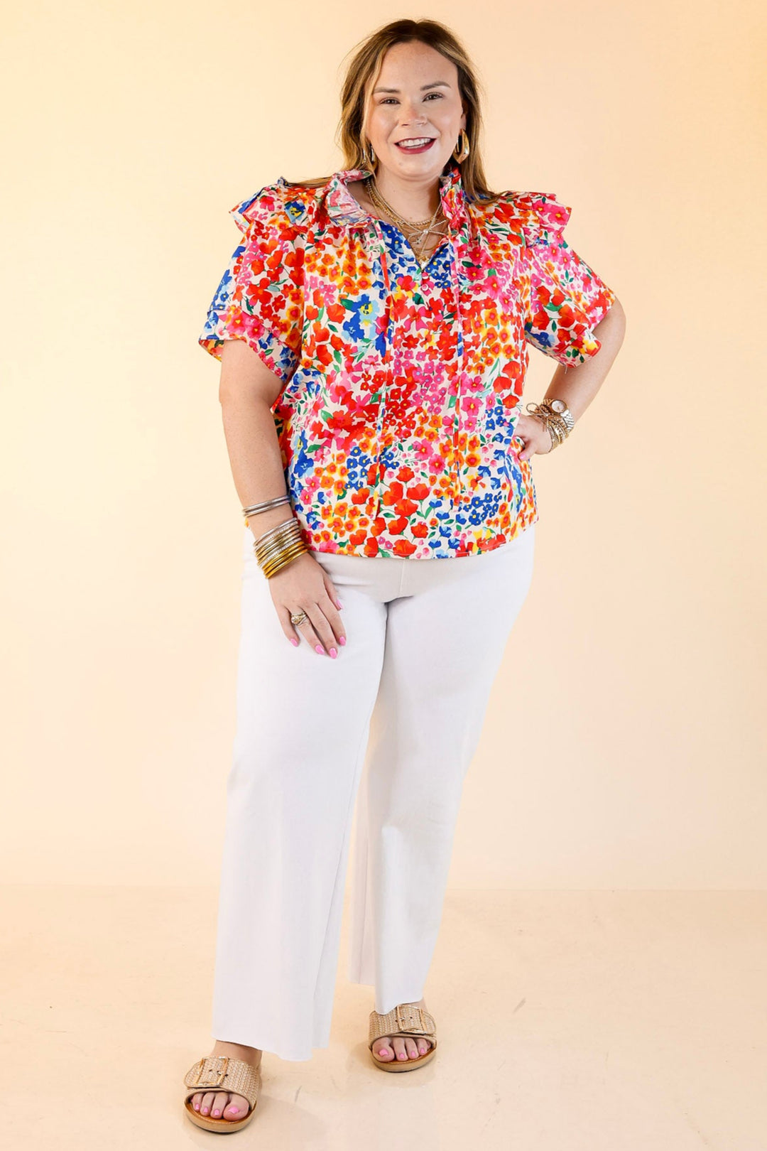 BuddyLove | Shauna Ruffle Shoulder Top in Berry Blue