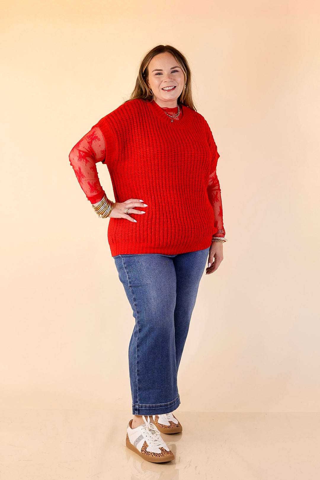 Tried and True Short Sleeve Oversized Knit Sweater in Red