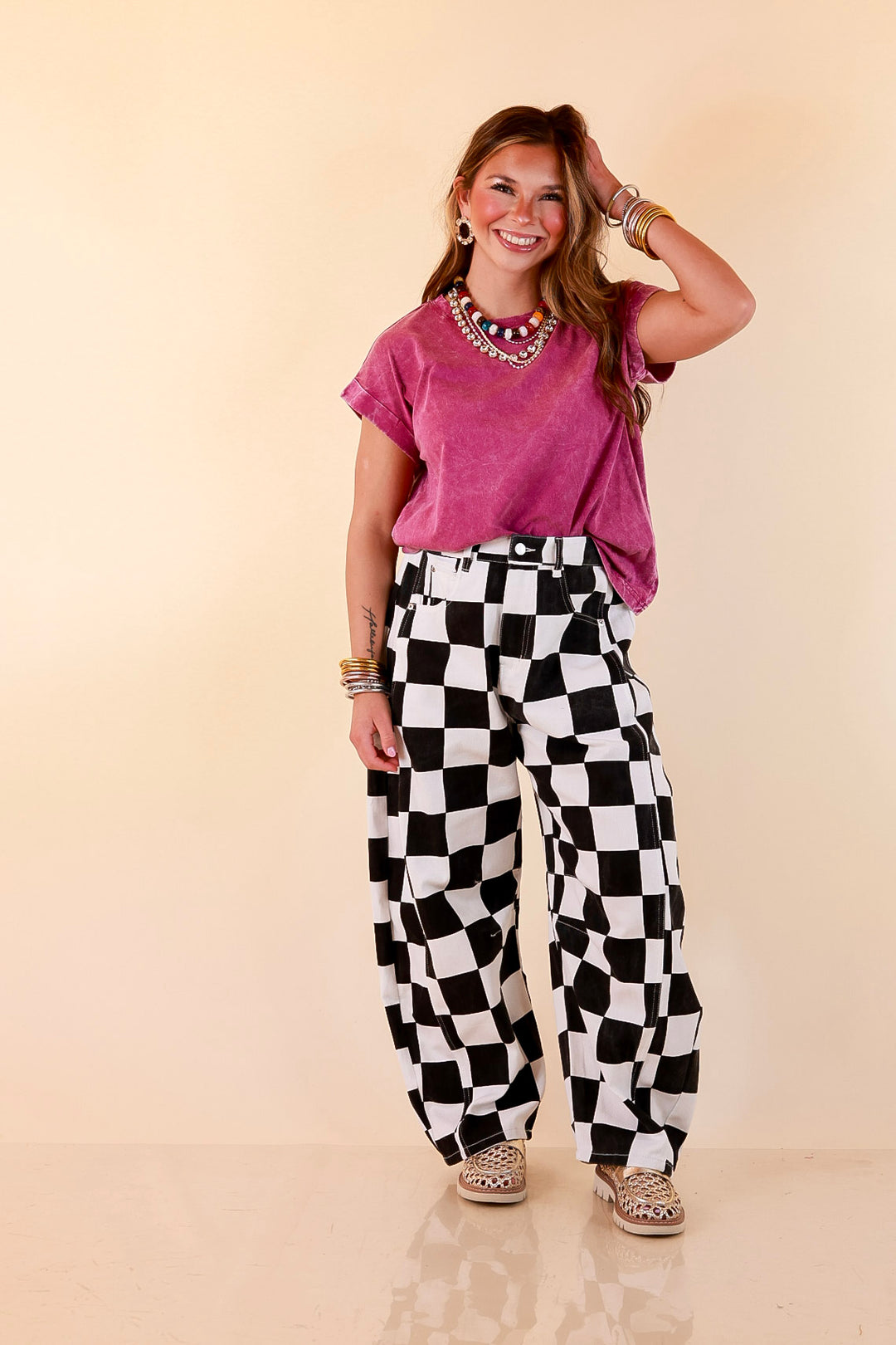 Chic Made Easy Short Sleeve Shirt in Plum Purple