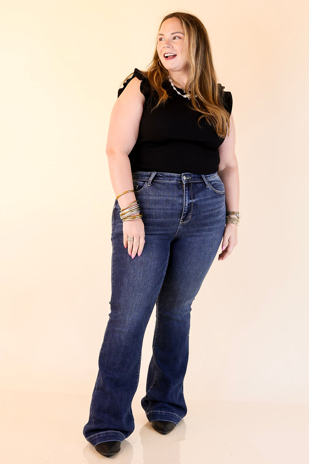 Judy Blue | Tailored Touch Trouser Jean in Dark Wash