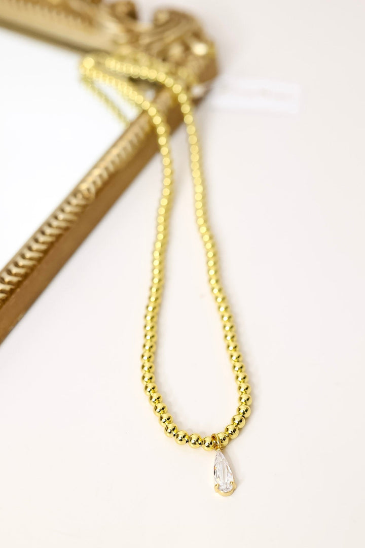 Kinsey Design | Penn Beaded Teardrop Pendant Necklace in Gold