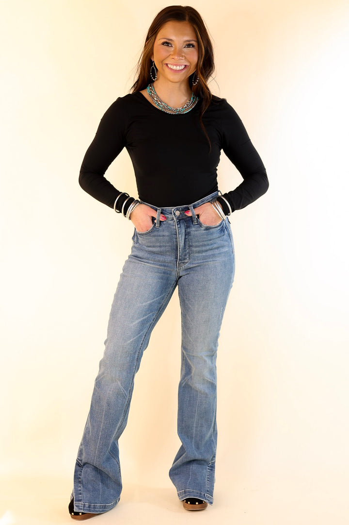 Judy Blue | The Perfect Pair Tummy Control Slim Bootcut Jean with Side Slit in Vintage Medium Wash