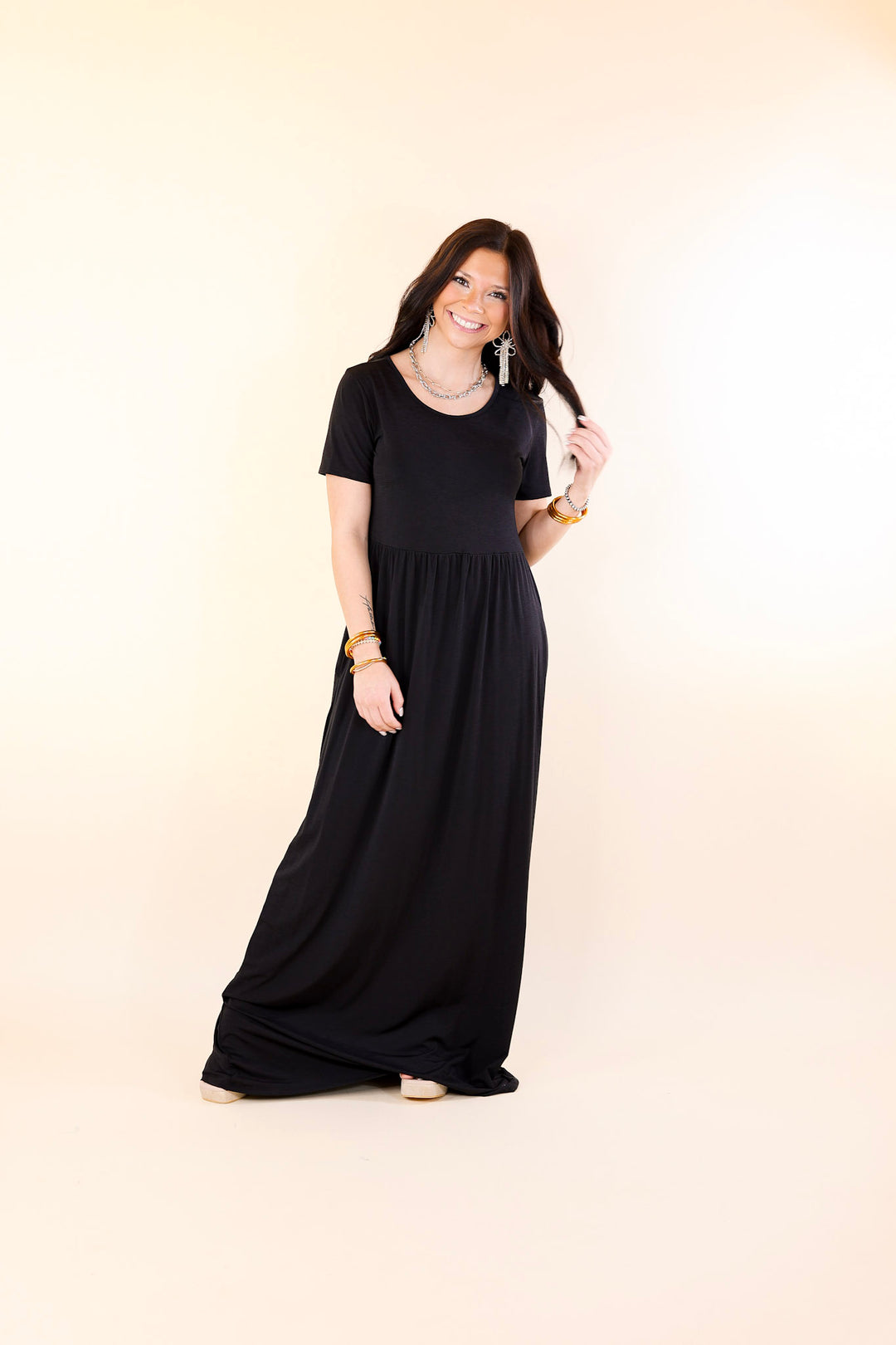 Black Babydoll Maxi Dress S Black Babydoll Maxi Dress S