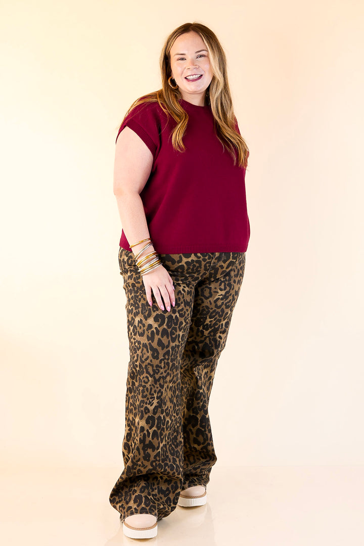 Effortlessly Yours Short Sleeve Crew Neck Sweater in Maroon