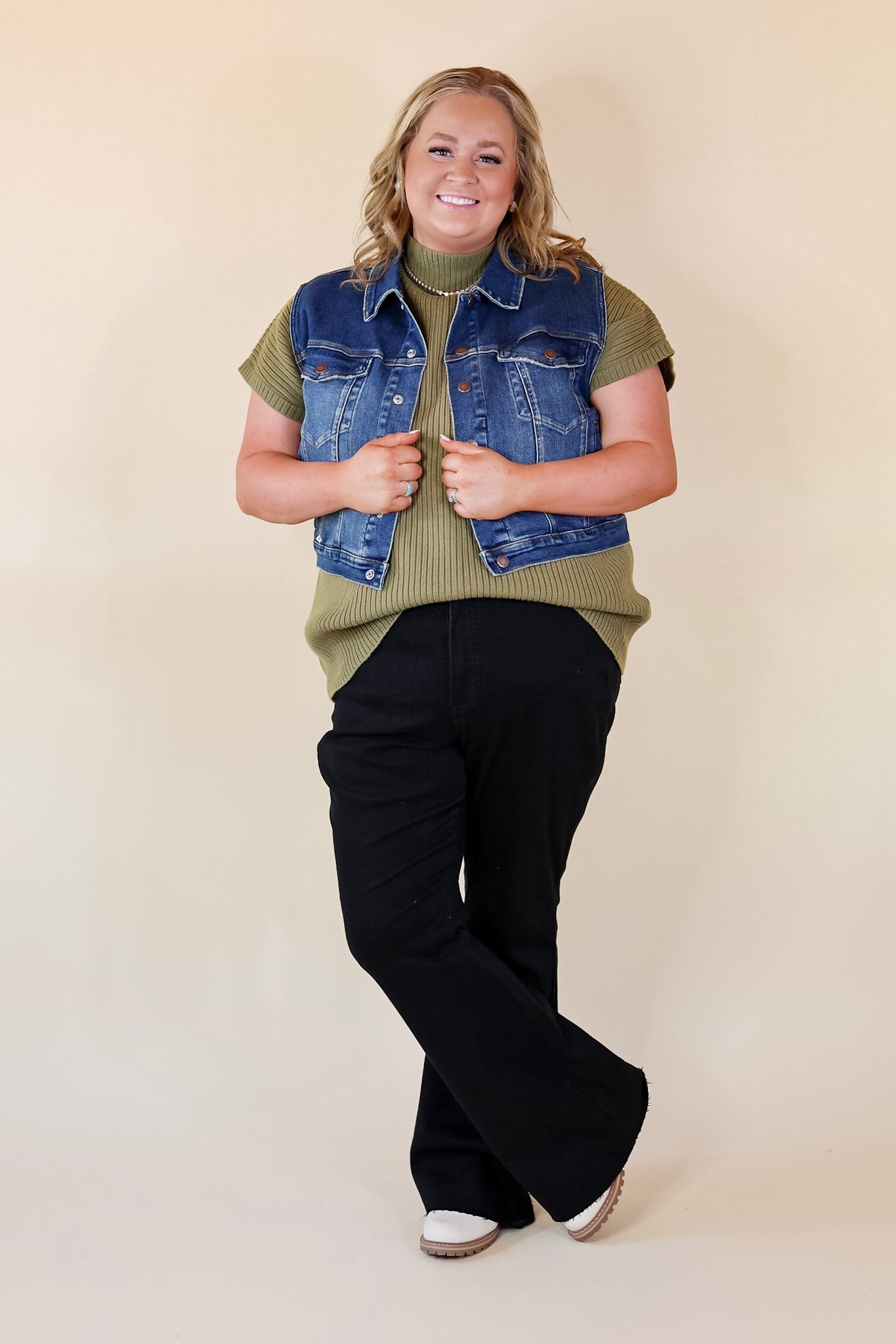 Judy Blue | Into The Woods Denim Button Up Vest in Medium Wash - Giddy Up Glamour Boutique