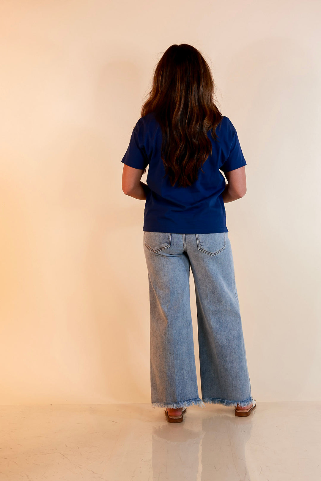 Simply Southern | American It Girl Short Sleeve Graphic Tee with 1776 Applique in Navy Blue