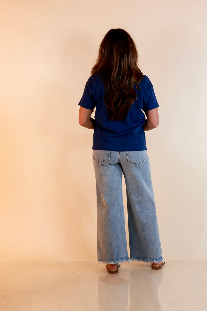 Simply Southern | American It Girl Short Sleeve Graphic Tee with 1776 Applique in Navy Blue