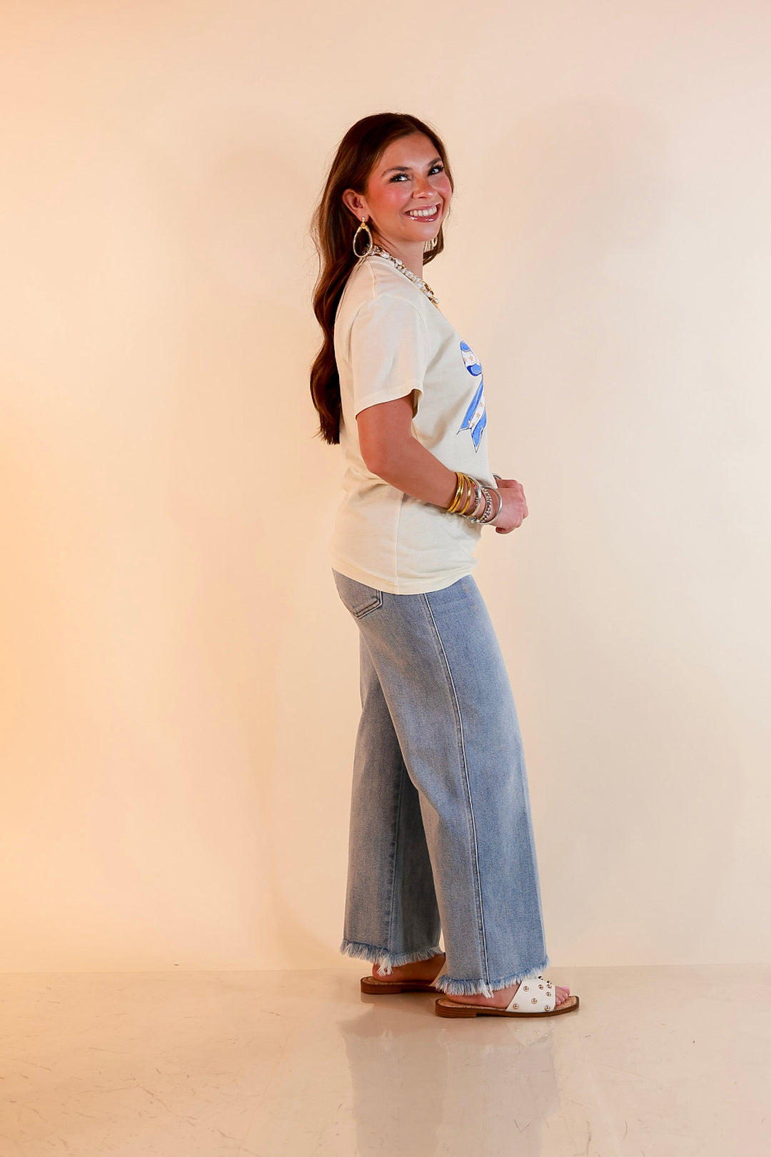 Simply Southern | Star Spangled Snack Graphic T-Shirt with Hot Dog Bow Design in Ivory