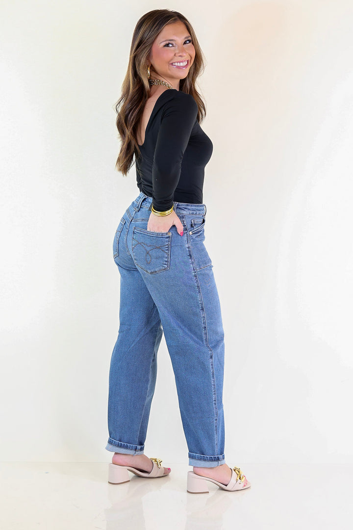 Judy Blue | Feeling Posh Soft Barrel Denim Jean in Dark Wash