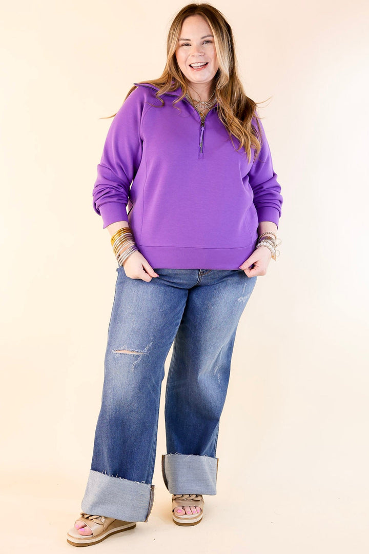 SPANX | AirEssentials Half Zip in Vibrant Lilac Purple