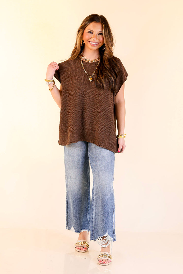 Forever Favorite Oversized Crew Neck Sweater Vest in Brown