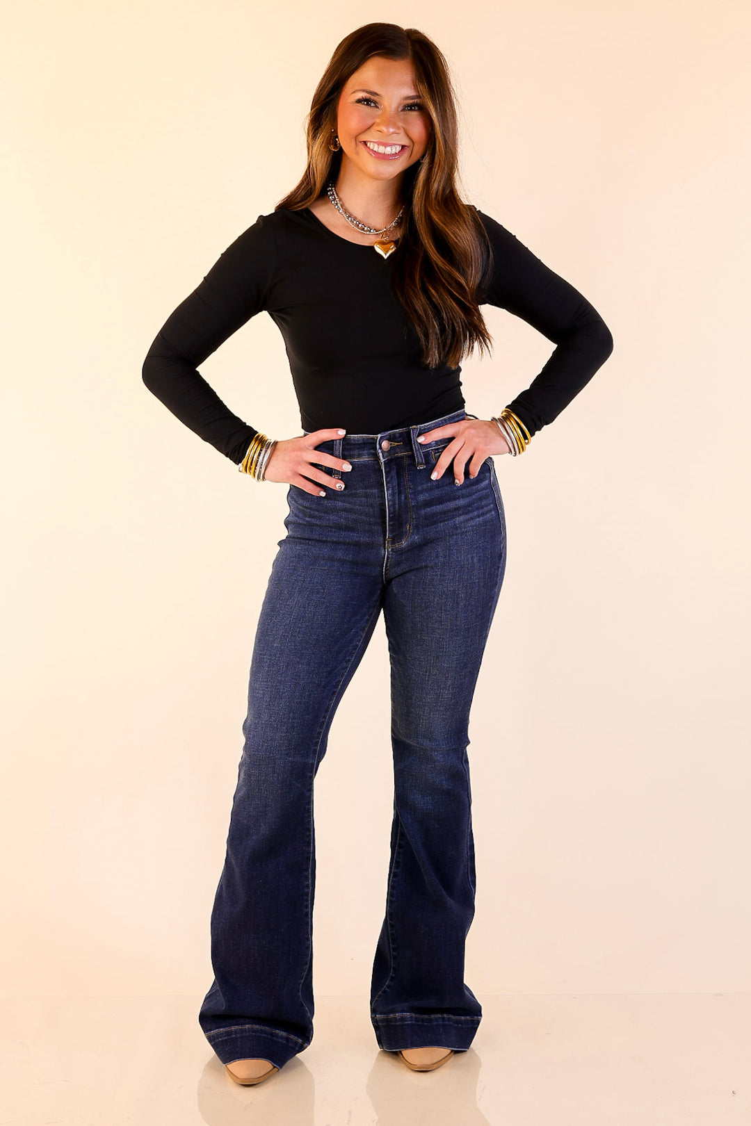 Judy Blue | Timeless Edge Trouser Flare Jean in Dark Wash