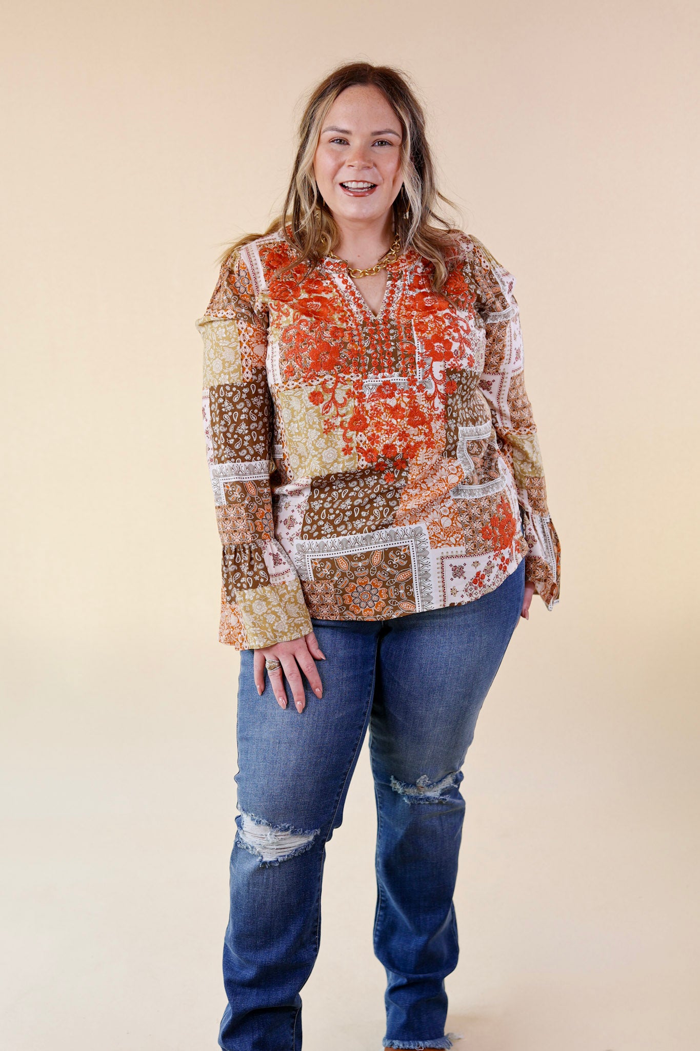 Everything Counts Floral Embroidered Top in Olive Green Mix - Giddy Up Glamour Boutique