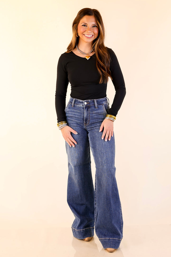 Judy Blue | Tailored Moves Retro Wide Leg Trouser Jean in Dark Wash