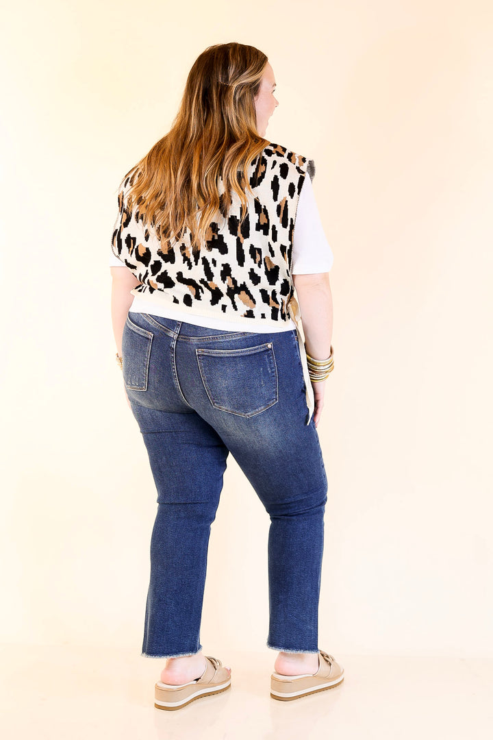 Untamed Energy Leopard Knit Sweater Vest Top in Ivory