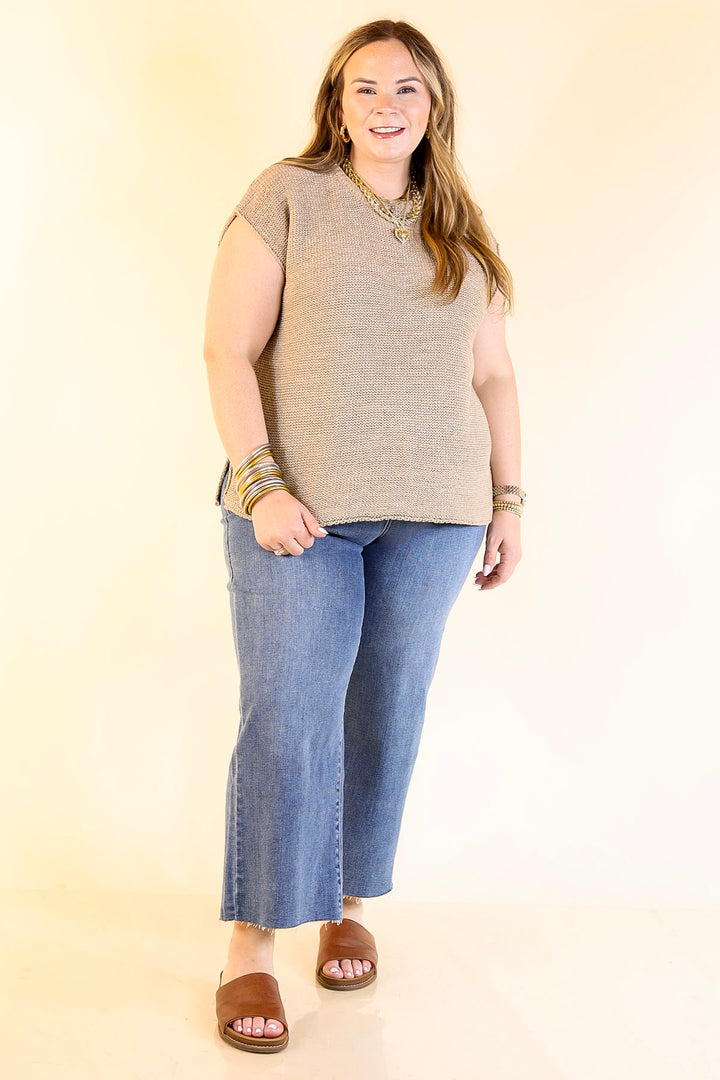 Forever Favorite Oversized Crew Neck Sweater Vest in Light Mocha