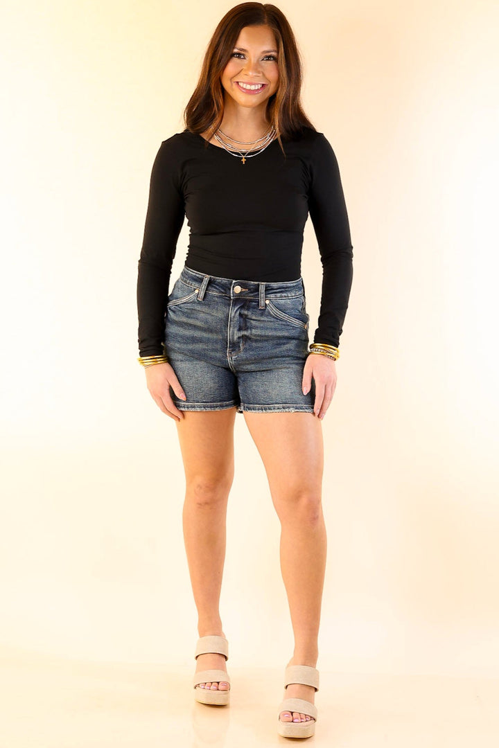 Judy Blue | Endless Summer Shorts with Shield Back Pockets in Medium Wash