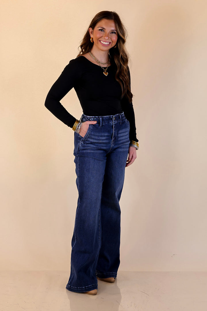 Risen | Always on Point Wide Leg Trouser Jeans in Dark Wash