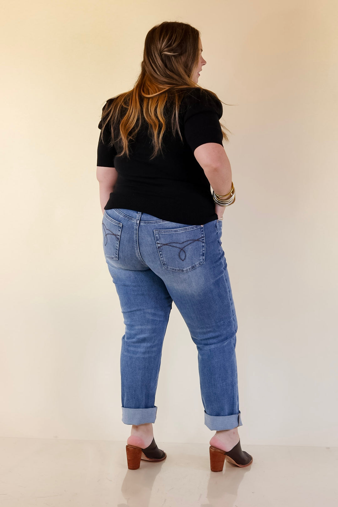 Judy Blue | The Cool Factor Single Cuff Boyfriend Denim Jeans in Medium Wash