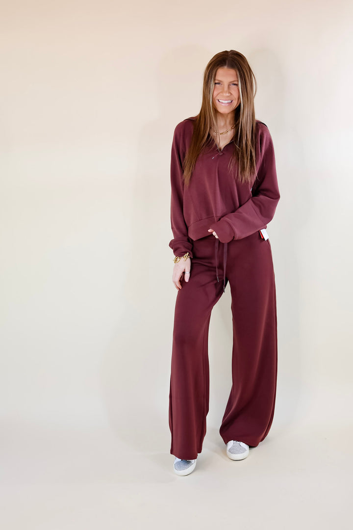 SPANX | AirEssentials Half Zip Sweatshirt in Maroon - Giddy Up Glamour Boutique