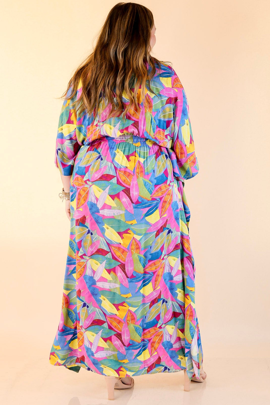 flowy colorful dress Watercolor Chiffon Maxi Dress Flowy Boho Evening Dress Prom Wedding Guest Dress