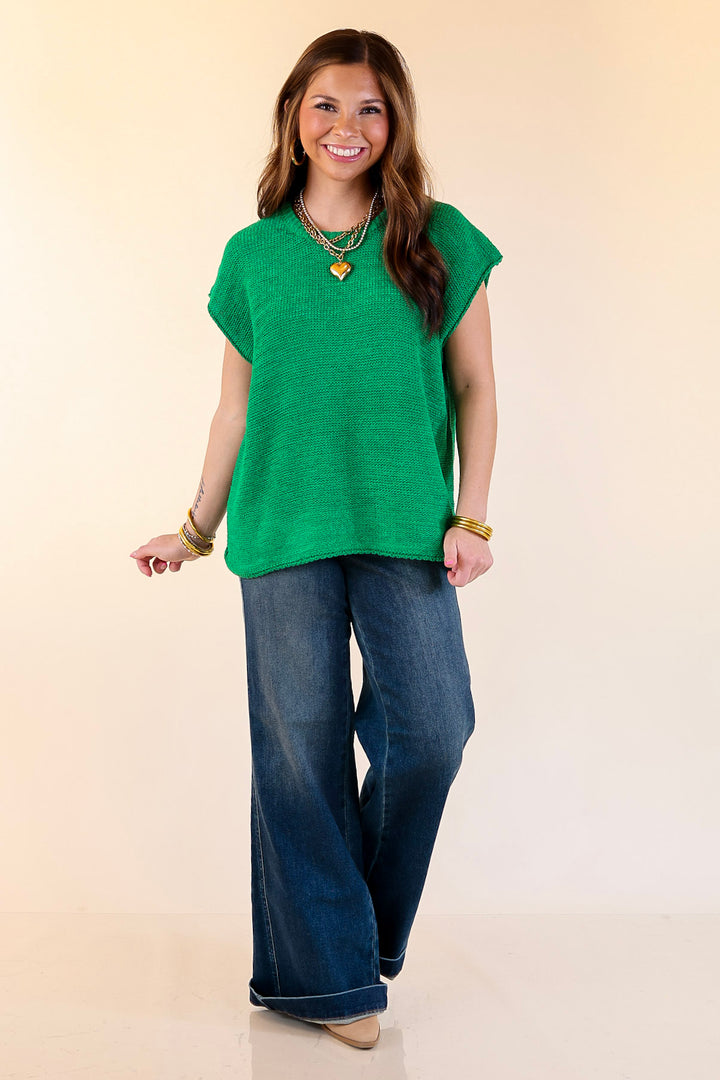 Forever Favorite Oversized Crew Neck Sweater Vest in Kelly Green