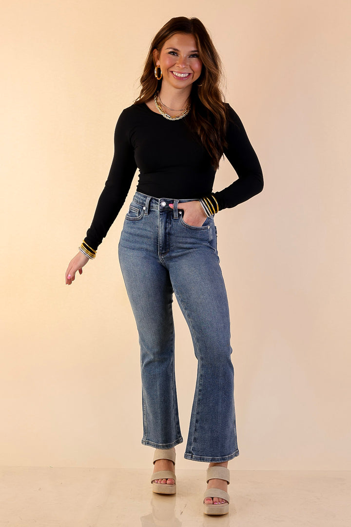Judy Blue | Simply Flawless Tummy Control Cropped Kick Flare Jean in Medium Wash