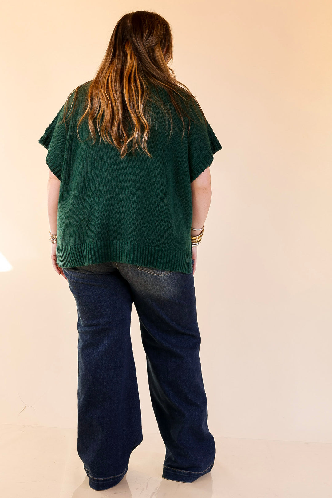 Mud Pie | Claude Oversized Cable Knit Dropped Shoulder Sweater in Forest Green