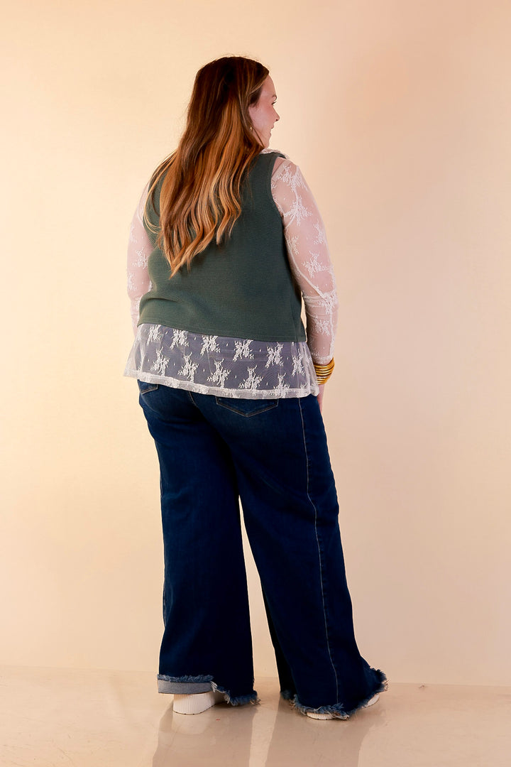 Main Attraction Bow Tie Front Sweater Vest in Ash Jade Green