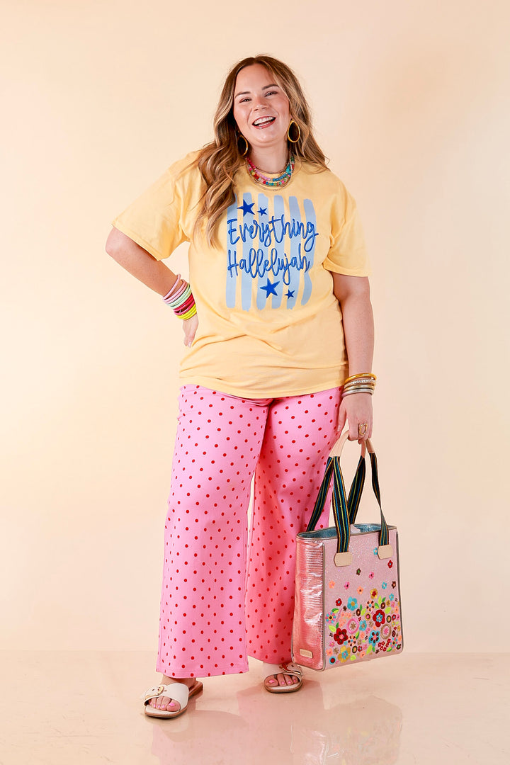 Sunday Best "Everything Hallelujah" Stripe Print Short Sleeve Graphic Tee in Butter Yellow