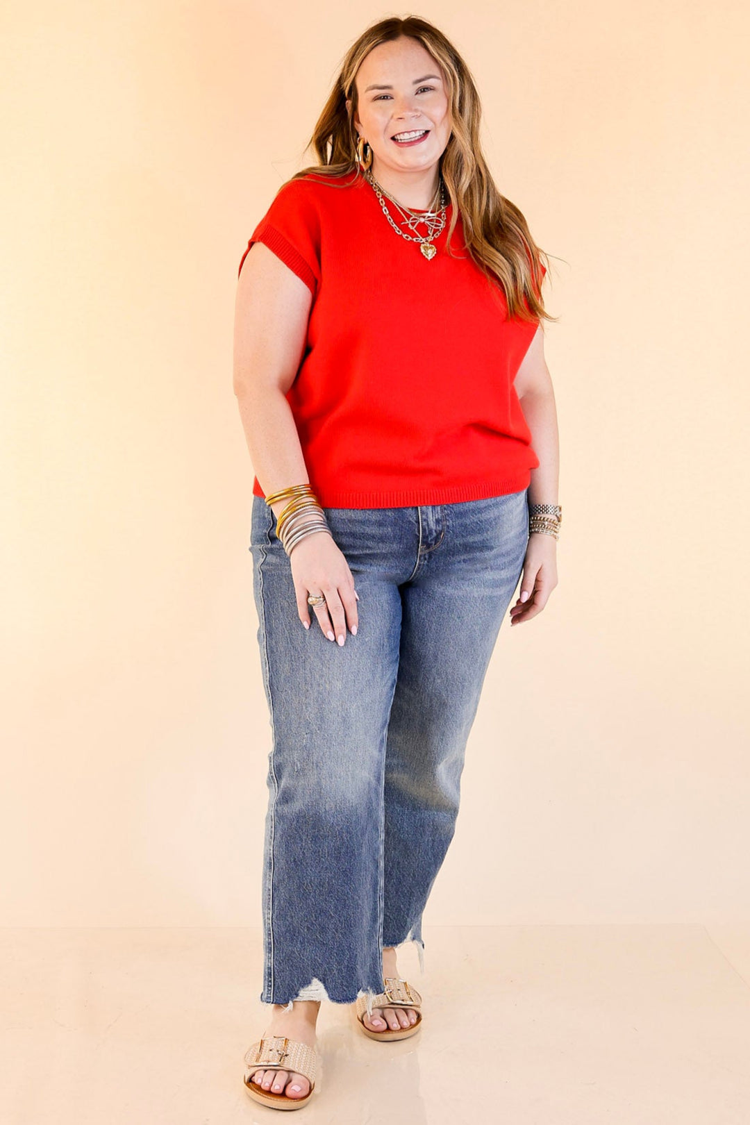 Effortlessly Yours Short Sleeve Oversized Sweater in Red