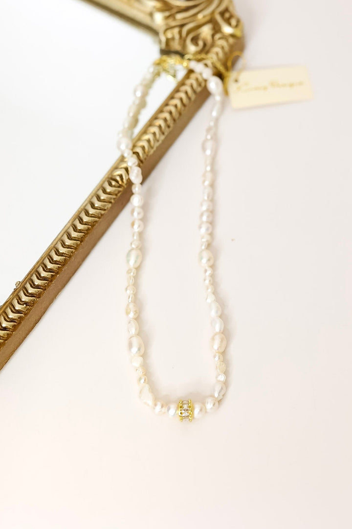 Kinsey Designs | Beth Freshwater Pearl Necklace with Gold Charm