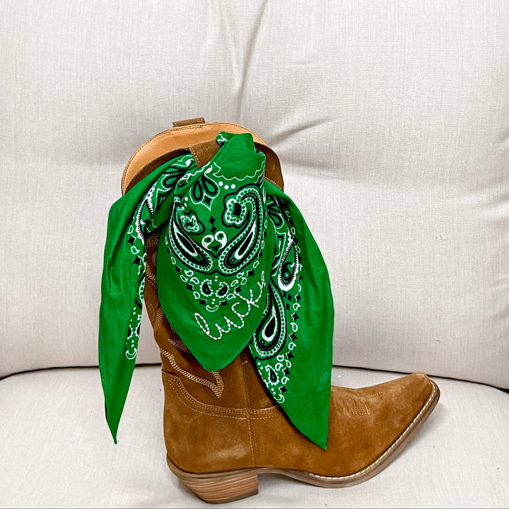 Lucky Embroidered Bandana in Green