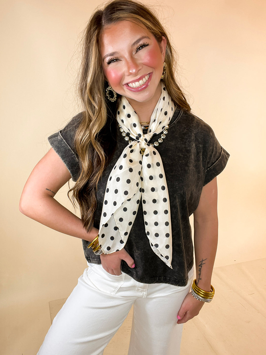 Easy Chic Mineral Washed Short Sleeve Cropped Tee in Ash Black