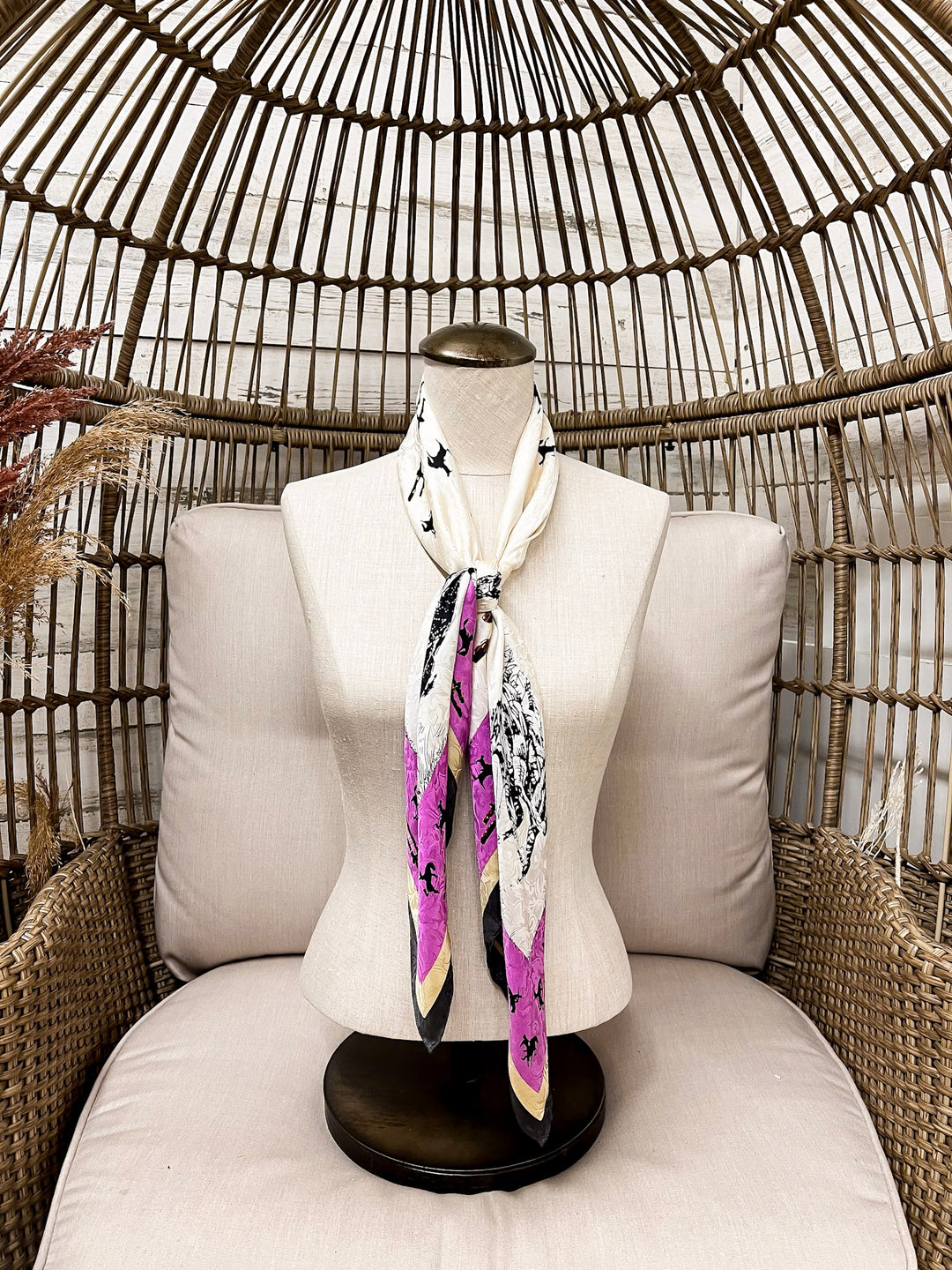 Wyoming Traders | LTD Edition | Fences Print Silk Wild Rag Scarf in Ivory